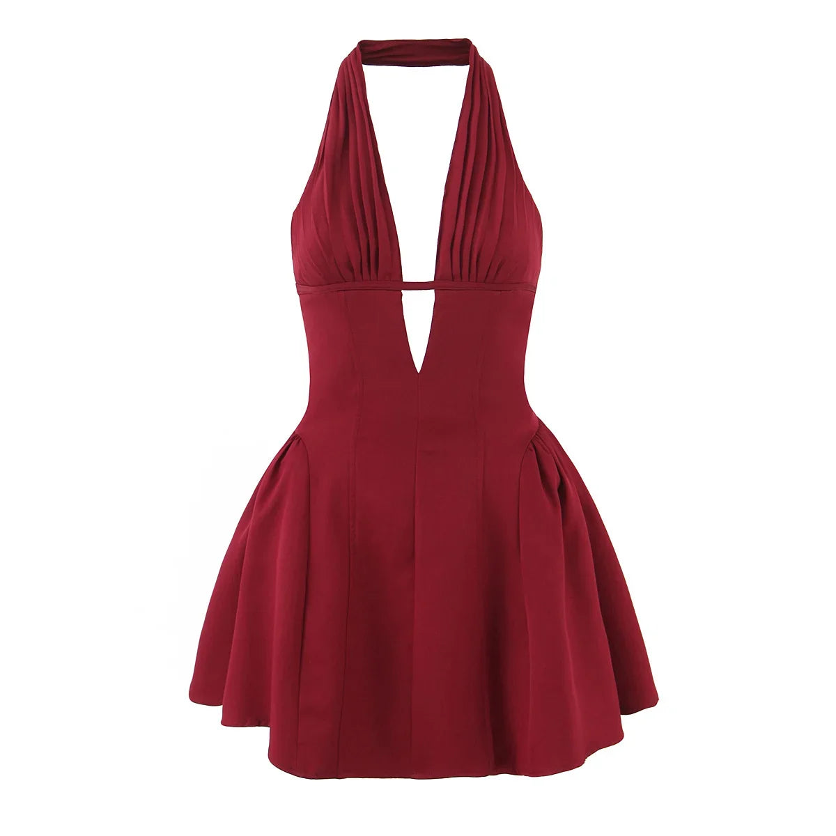 French Style Retro Polka Dot Deep V Halter Dress Women Sexy Backless A-line Slim Sweet Elegant Mini Dresses Summer Robe