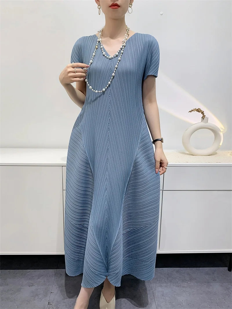 Bud Elegant Dresses for Women 2024 Autumn New Pleated Casual Fashion Solid Color Party Formal Occasion Dresses