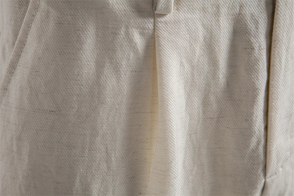 Men's Comfortable Elastic Waist Shorts Solid Color Cotton Linen Blend Multi Pocket Breathable Quick Dry Summer Shorts