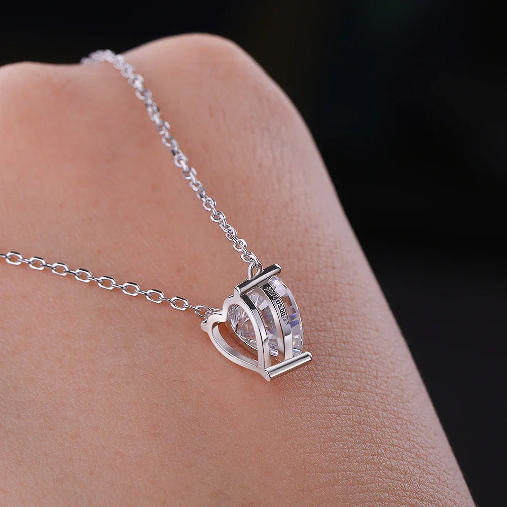 1/2/3ct Heart Cut Moissanite Pendant Necklace S925 Pure Silver Plated 18K Gold Women Necklace jewelry Gift GRA Certified