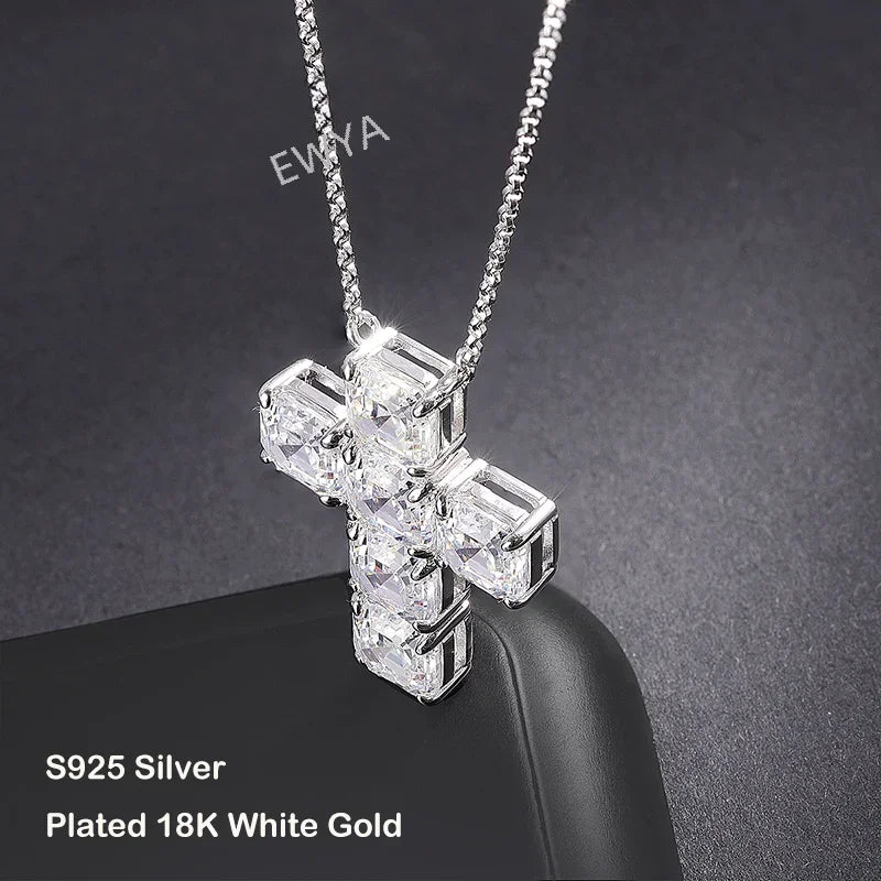 Luxury 12cttw Full 7*7mm Asscher Cut D Color Moissanite Pendant Necklace for Women S925 Silver Pass Diamond Test Neck Chain