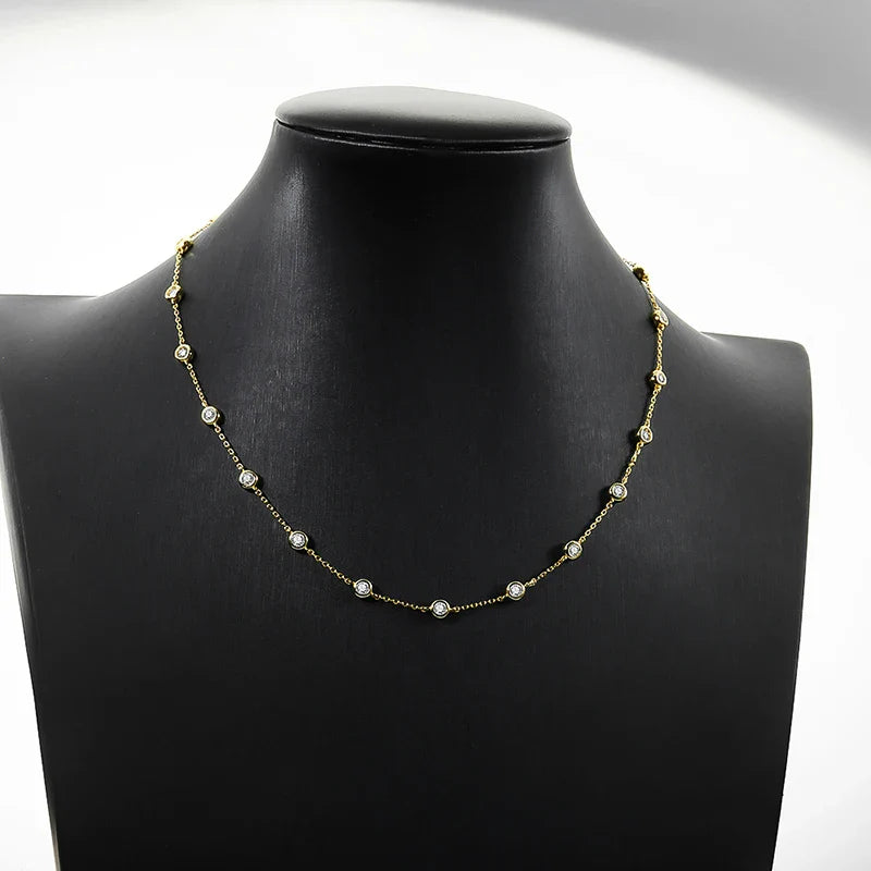 2cttw Genuine Moissanite Tennis Necklace for Women Bubble Full Diamond Pendant Men Chains S925 Sterling Silver Jewelry
