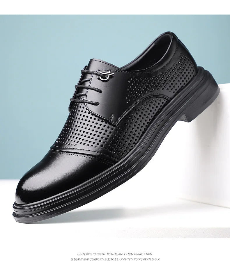 2026 New British Business Formal Leather Shoes for Man Summer Autumn Hallow Dress Shoes Male Solid Color Fashion Shoes Man