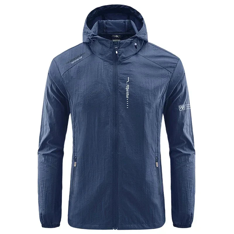 UPF50+ Summer Outdoor Quick Dry Sun-Protective Thin Jacket Men Hiking Fishing Cycling Hooded Gym Sport Ultra Light Windbreaker