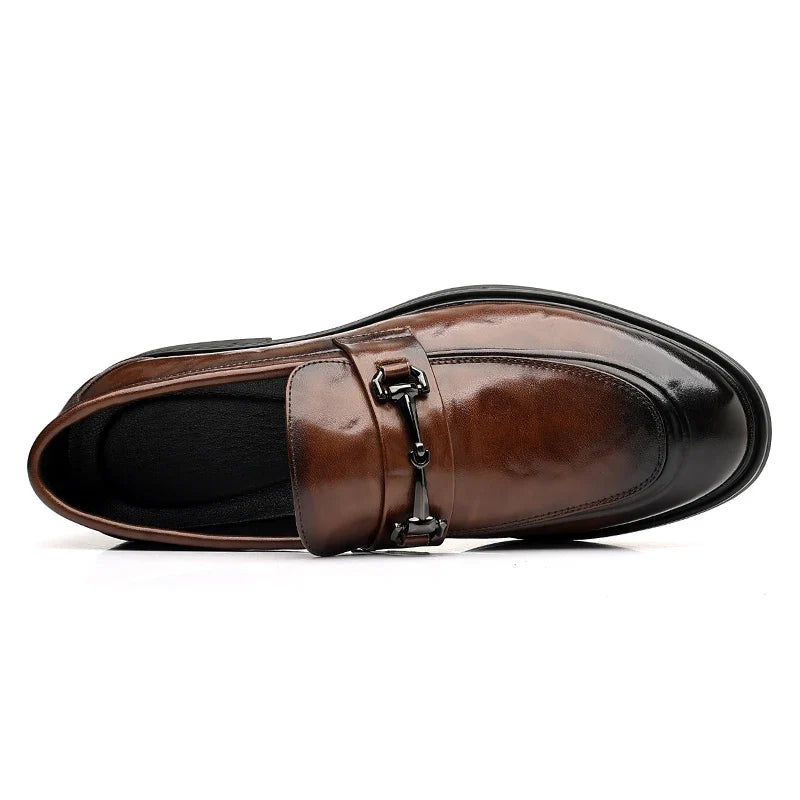 New Fashionable Men's Casual Loafers  Comfortable And Classic  Formal Business Casual Shoes  Metal-Decorated Wedding Party Shoes