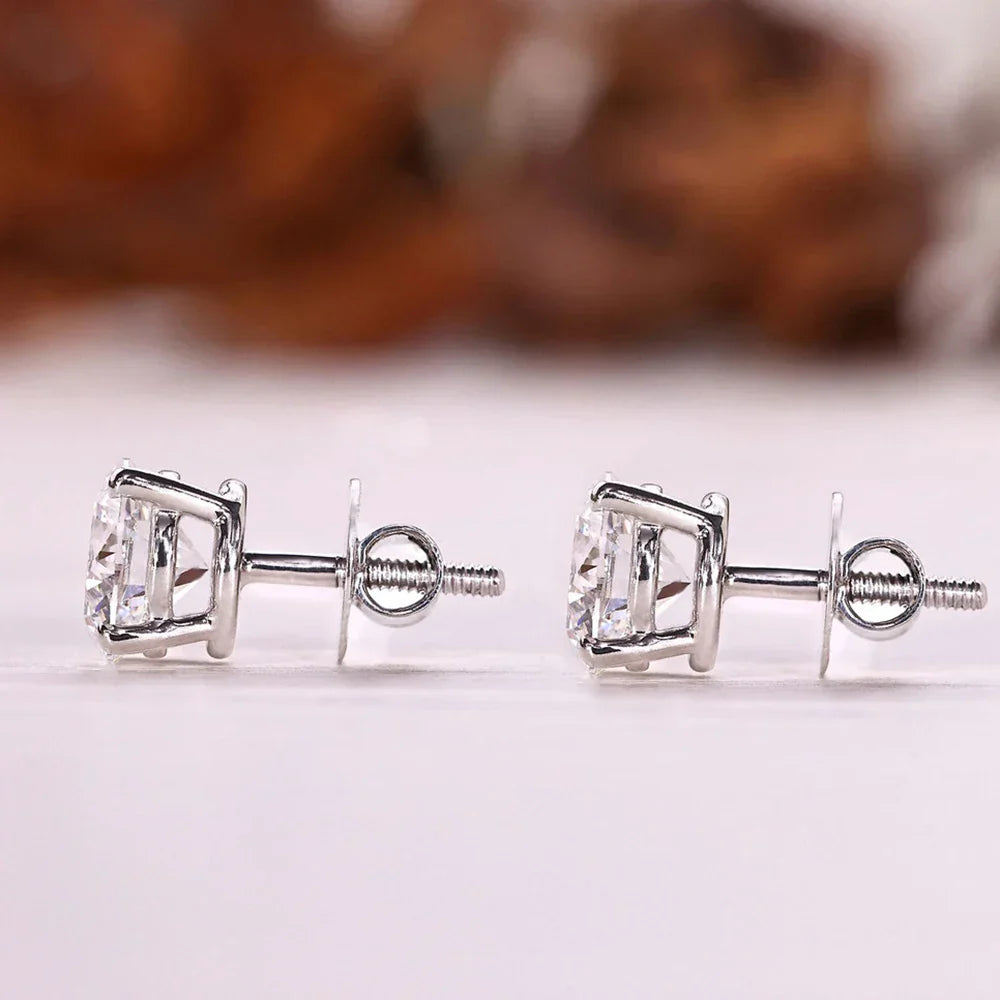 Certified 1/2/3/4/5carat Moissanite Stud Earrings for Women Men 925 Sterling Silver Sparkling Diamond Screw Back Ear Studs
