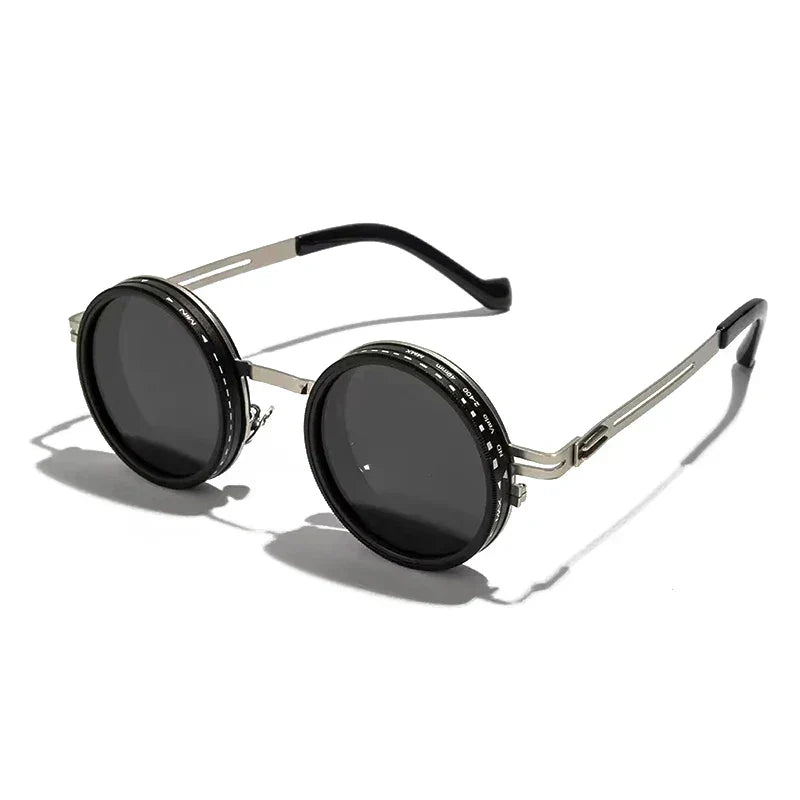 Metal Round Punk ND9-level Adjustable Dimming Sunglasses Women Polarized UV400 Fashion Men Outdoor Sun Glasses
