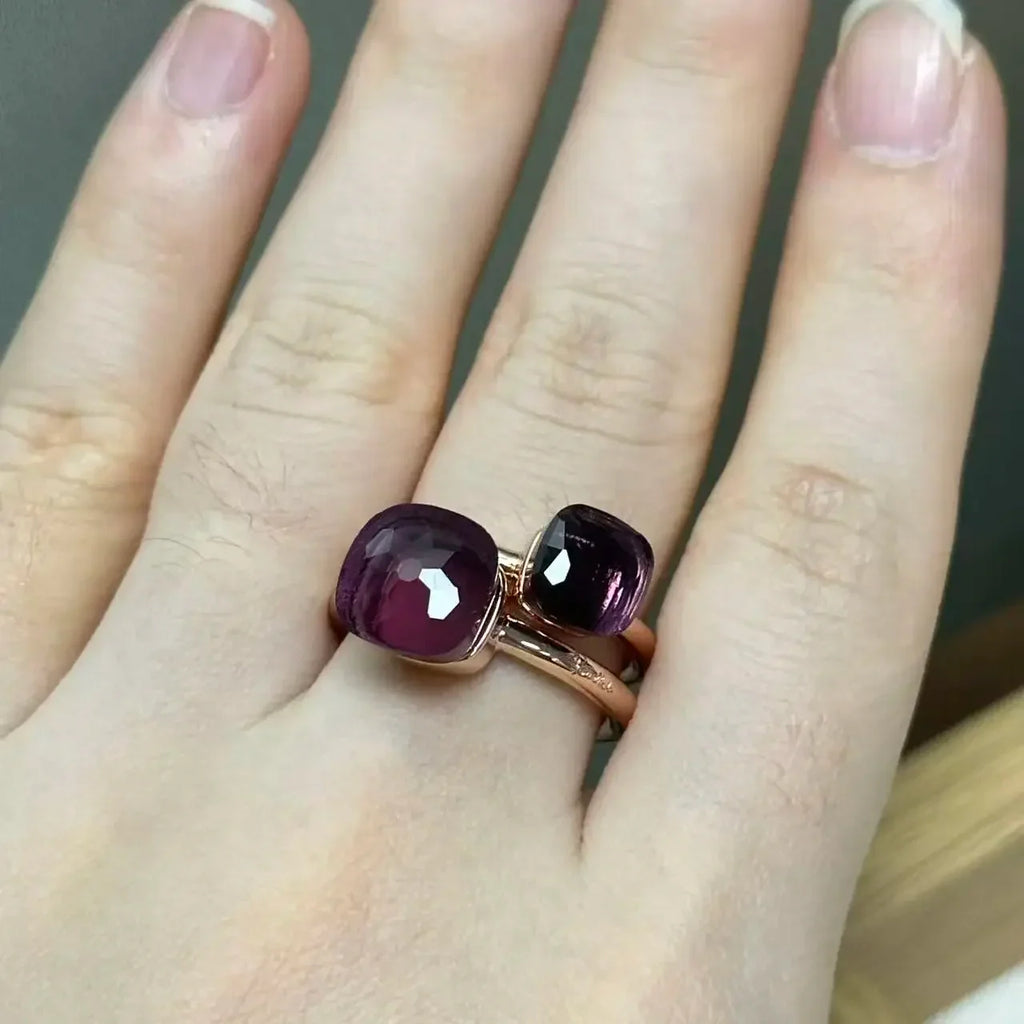 Classic and Petite Ring Set for Women Colorful Cyrstal Fashion Jewelry Gift Vanlentine's Day