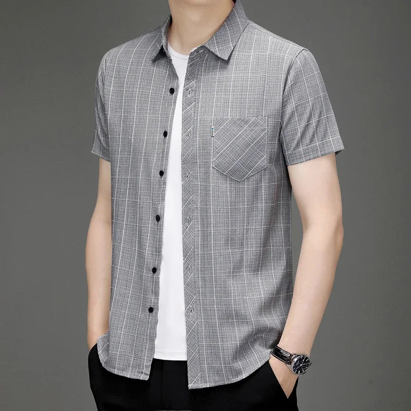Men's Business Casual Short Sleeved Printed Shirt