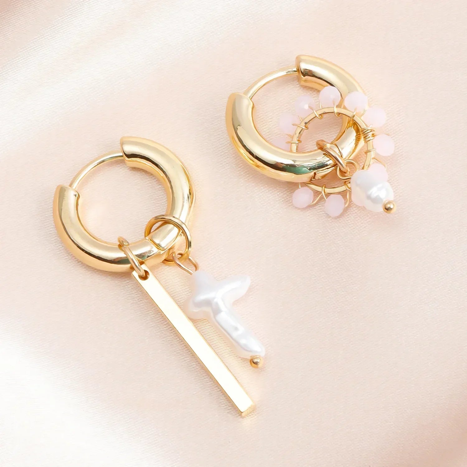 Geometric Crystal Asymmetric Dual-use Ear Buckle Earrings for Women Jewelry