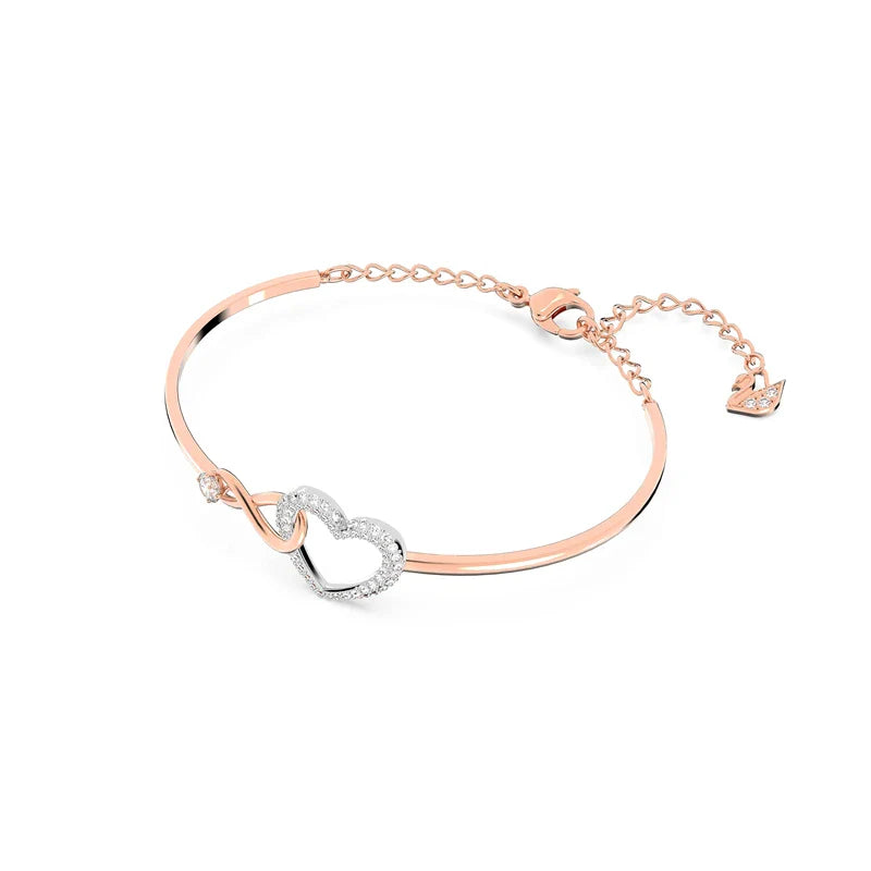 Classic Infinity Symbol Heart Jewelry Set Necklaces and Bracelets Rose Gold Rhodium Tone Finish Clear Crystals Fine Jewelry