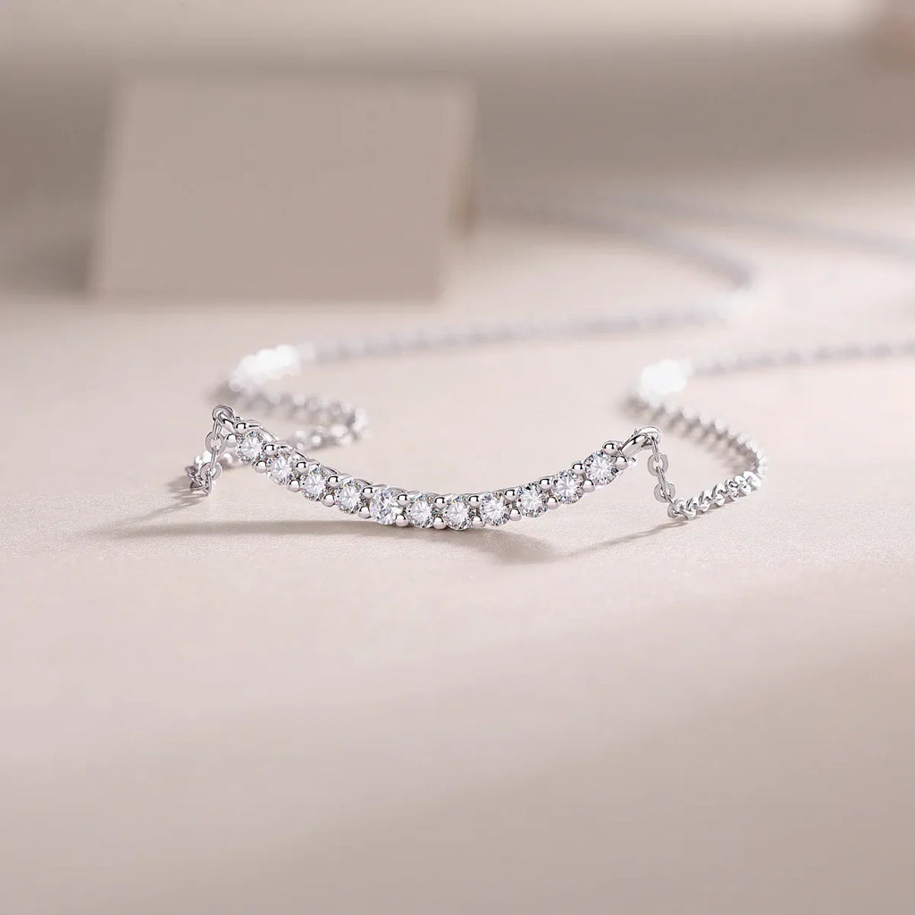 Full 0.065CT D Color Moissanite Pendant Necklace for Women Lady S925 Silver All Diamond Neck Chain Necklaces Wholesale Gift