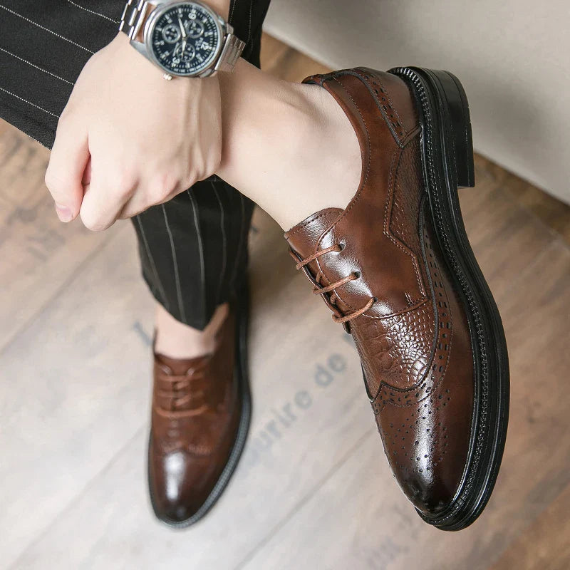 Designer Business Oxfords Formal Wedding Mens Derby Italian Original Crocodile Leather Dress Office Loafers Casual Shoes for Men