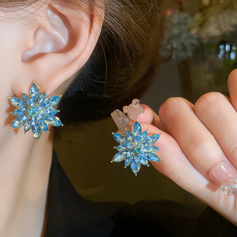 Flower Earrings for Women Korea Simple Sweet Stud Earrings Luxury High-grade Solid Color Charm Jewelry Girls Gift