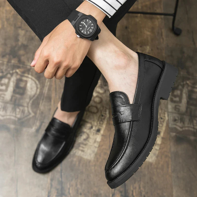 Black Men Loafers Soft Moccasins High Quality Spring Autumn Genuine Leather Shoes Men Business Office Dress Shoes Zapatos