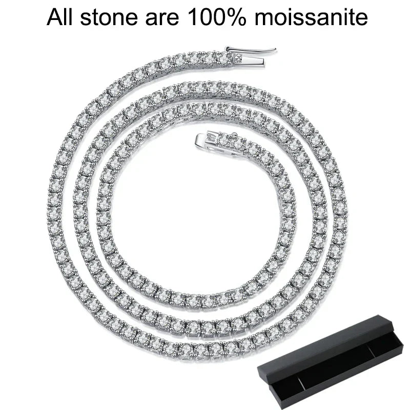 2.5-6.5mm Full Moissanite Tennis Necklace for Women Sparkling Diamond Pendant 925 Sterling Silver Fine Jewelry Gift GRA