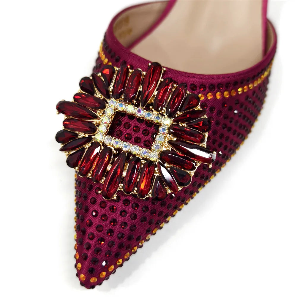 African Style Women's Shoes Mixed With BlackGold High Heels Pointed At The Dinner Party Nigerian Women's Shoes