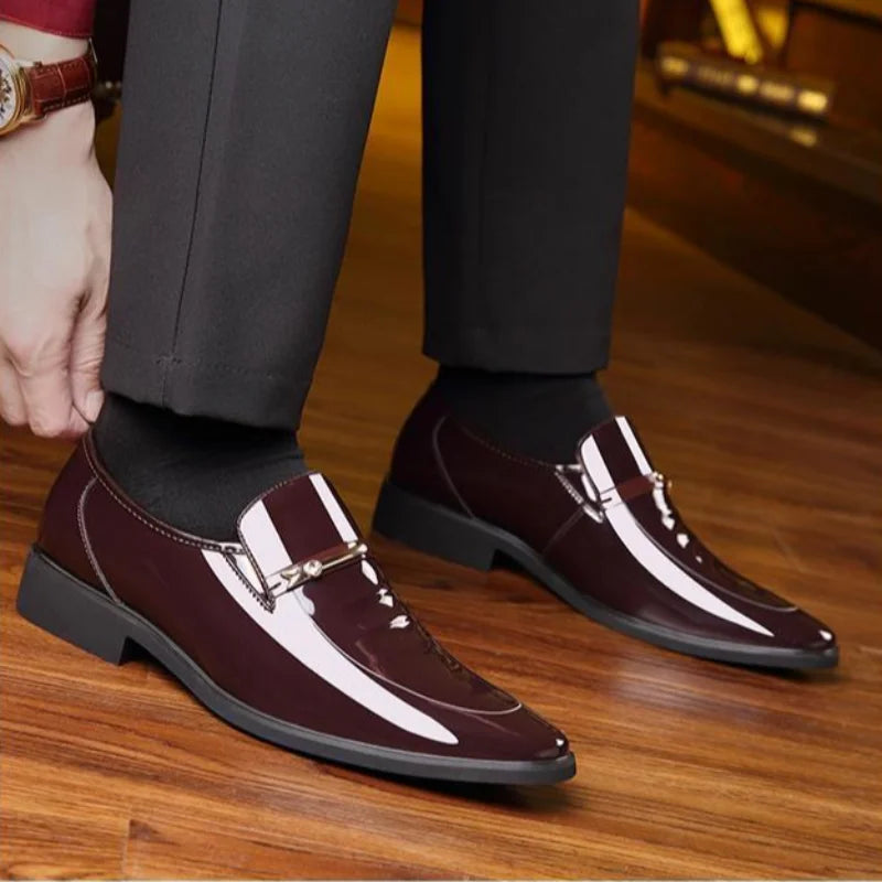 Patent Leather Men's Formal Shoes Casual Business Social Shoe Male Bright Upper Spring Autumn Cheap Clearance Not 2025 Style New