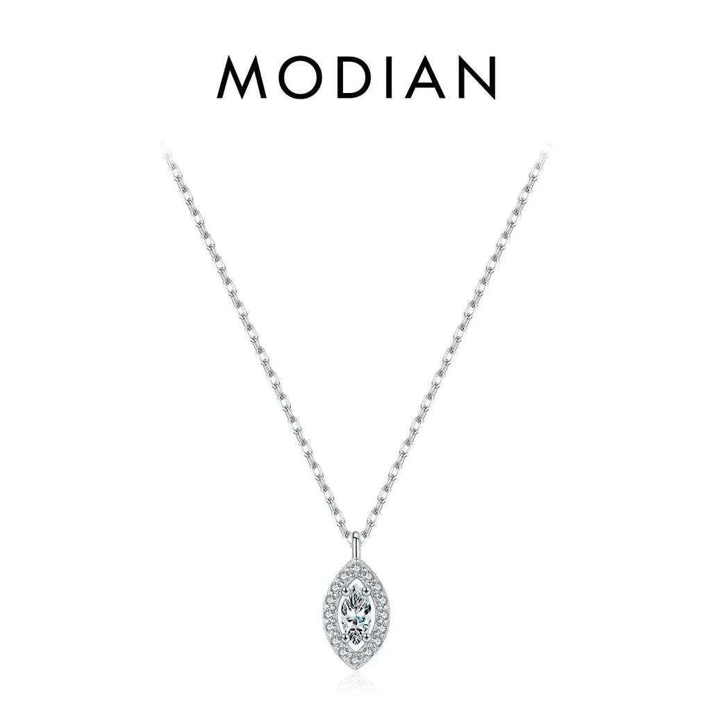 925 Sterling Silver Rhombus Sparkling Zirconia Pendant Necklace Trendy Gold Color Link Chain For Women Fine Jewelry Gifts