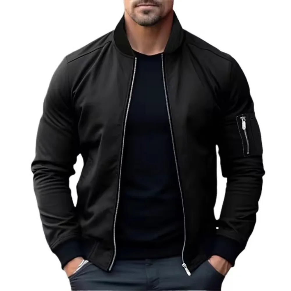 New Jackets for Men Solid Color Bomber Jacket Coat Business Male Coats Windbreaker Mens Zipper Korean Basic Streetwear Tops