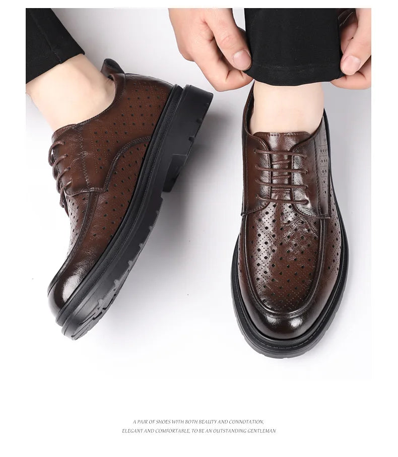 British Style Business Derby Shoes for Men Spring Summer Breathable Dress Shoes Male Fashion Casual Leather Wedding Shoe Man