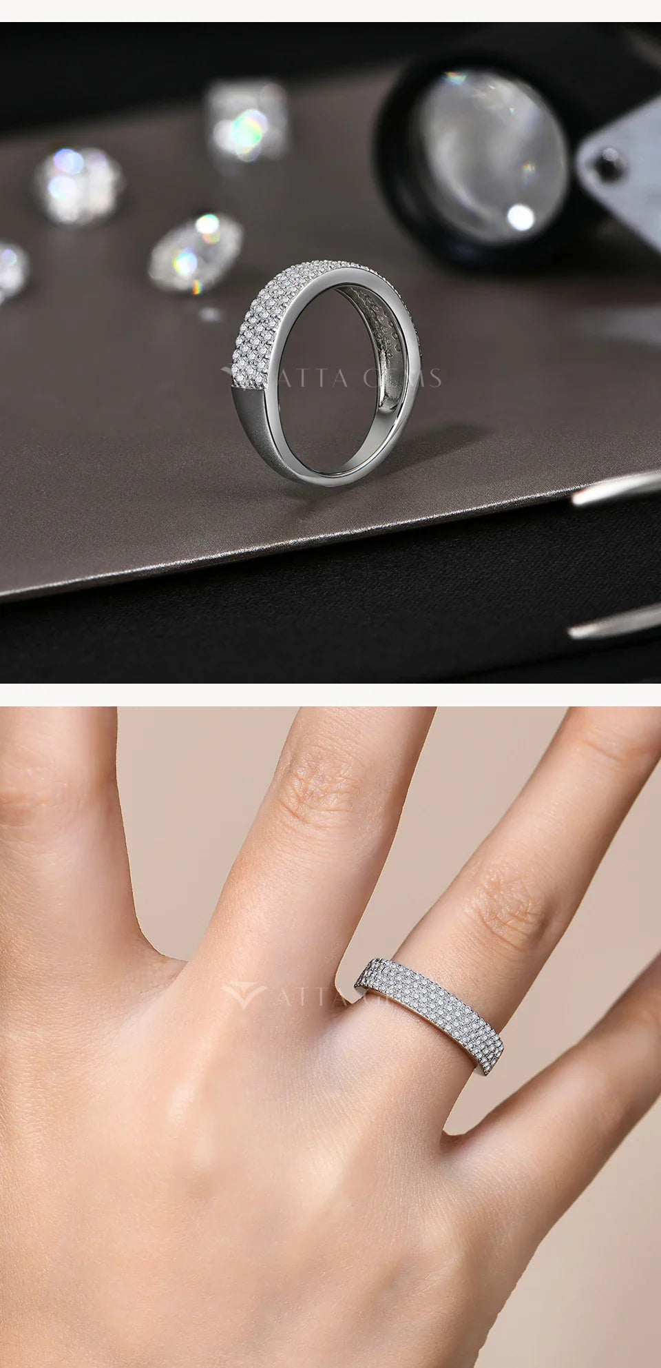 New D Color VVS1 Moissanite Rings S925 Silver 18K Gold Plated Simple Half Band Wedding Engagement Gifts for Women Men
