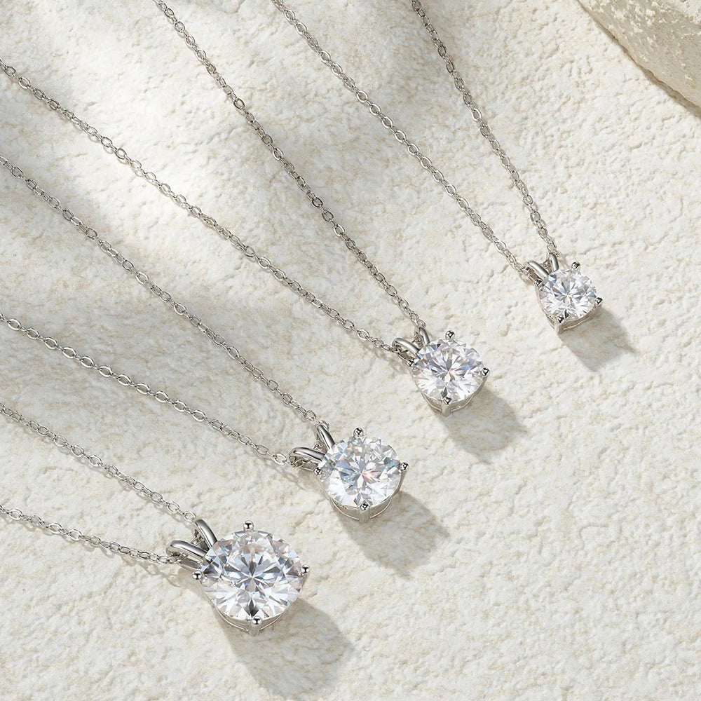Moissanite Pendant Necklace 0.5-5CT D Color VVS1 4/6 Prong Lab Diamond 925 Silver 18K Gold Plated Solitaire Jewelry Gift