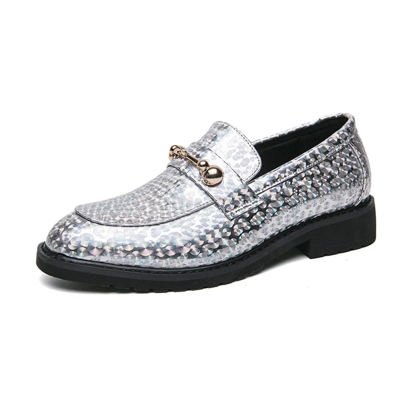 Men's Glossy Leather Shoes European American Luxury Blue High-end Banquet Loafers Commuting Party Dress Formal Shoes Size：38-46