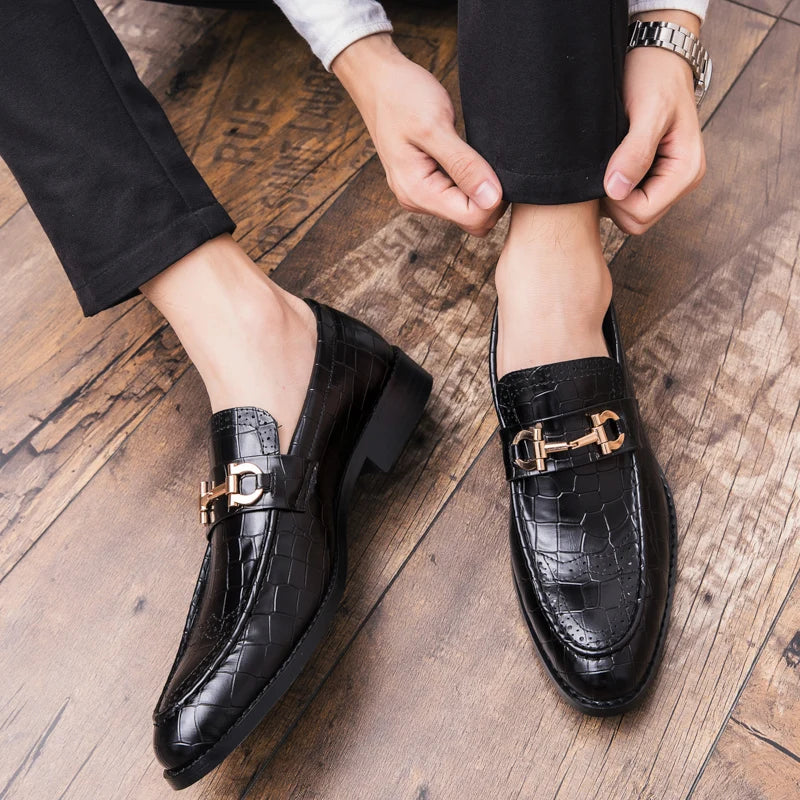 Classic Social Leather Shoes For Men Leather Loafers Wedding Casual Business Brogues Shoes Men Office Leather Men's Dress Shoes