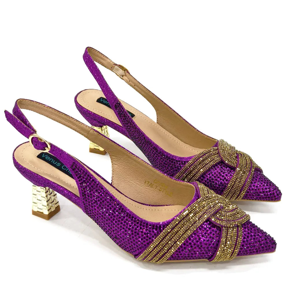 Temperament New Women's Shoes Wedding Shoes Ladies Dress Shoes Rhinestone Leather Italian Elegant Women Party Pumps