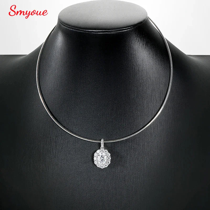 Oval Cut 7*9MM Flowers Full Moissanite Necklace Pendant for Women Lab Diamond 1.5mm Chain Pure 925 Silver Fine Jewelry