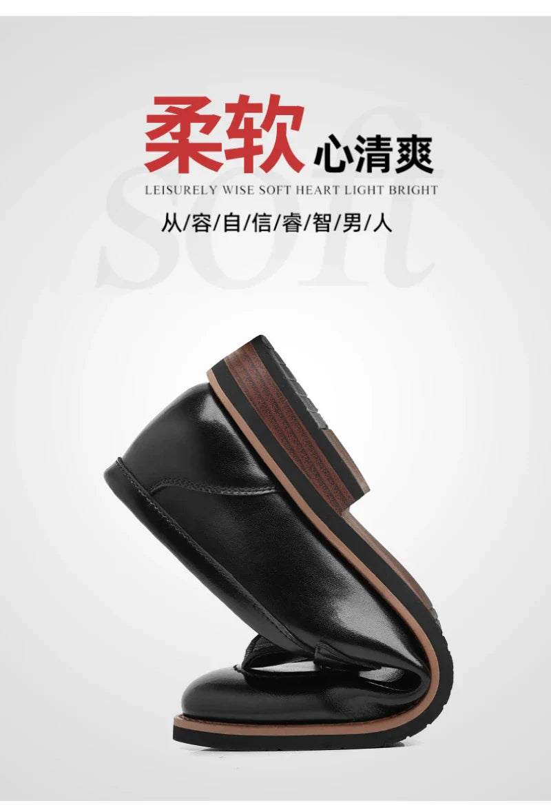 Mens Brown Burnished Genuine Leather Horsebit Loafers Slip On Formal Business Office Wedding Groom Daily Wear Shoes Simple New