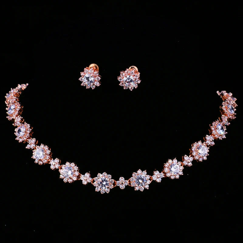 Classic Hot Sale 5 Colors Options High Quality Round Zirconia Jewelry Sets for Elegant Women Wedding Dress Accessories