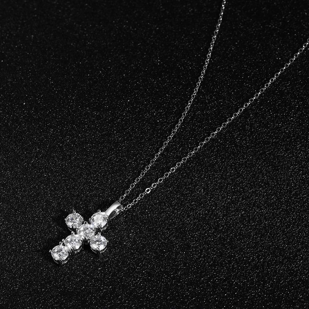 3ct D VVS1 Moissanite Cross Pendant Necklaces for Women Man Sparking Diamond with GRA 100% 925 Sterling Silver Necklace