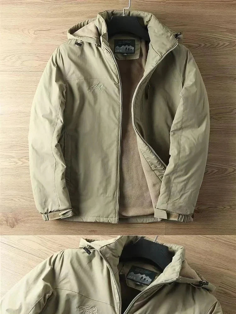 Autumn And Winter Padded And Thickened Outdoor Punching Jacket Casual Warm Tactical Plus Size Jacket Solid Colour Men's Clothing