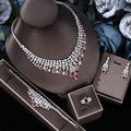 4 pieces of bride zirconia full set of women's party jewelry, luxury Dubai Nigeria CZ luxury crystal wedding necklace set