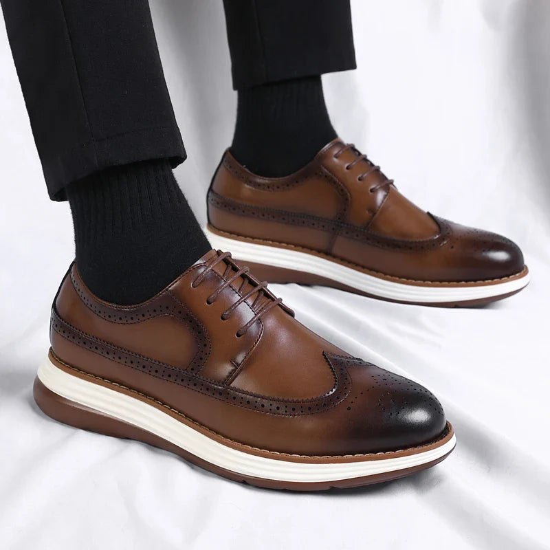High End British Style Office Business Dress Shoes Men's Casual Leather Thick Soled Simple Walking Shoes Fashion Oxford Shoes