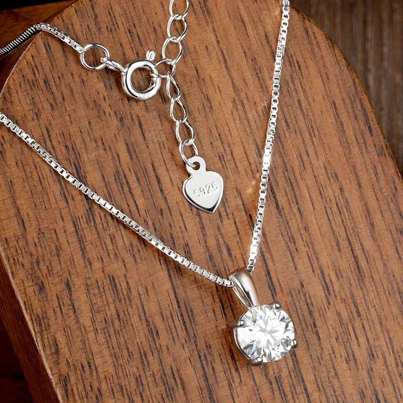 1ct Moissanite Pandent Necklace s925 Sterling Silver Plated 18k Box Chain Dainty Necklaces for Women Fine Jewelry Gift