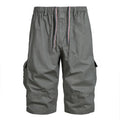 Mens Hiking Cargo Shorts Quick Dry Lightweight Tactical Work Shorts 6 Pockets Elastic Waist Cotton Running Shorts 3/4 Pants