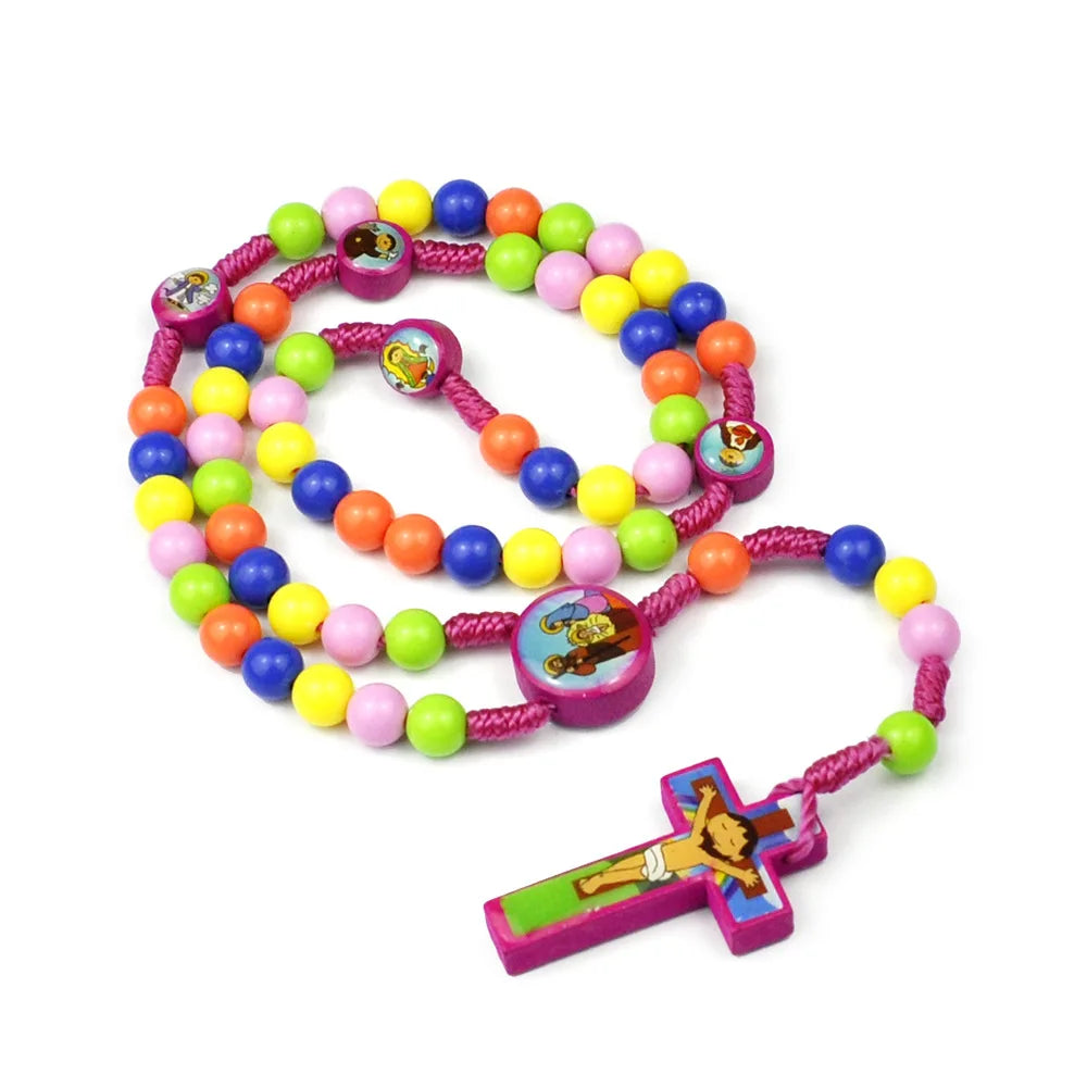 Rosary for kids Hand Woven Children Necklace Christian Catholic Jesus Christ Man Necklace Favourite