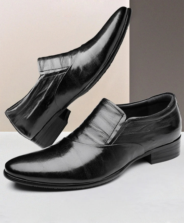 2026 New Low-heeled Business Shoes for Men Black Spring Summer Leather Shoes Male Fashion Casual Dress Shoe Man