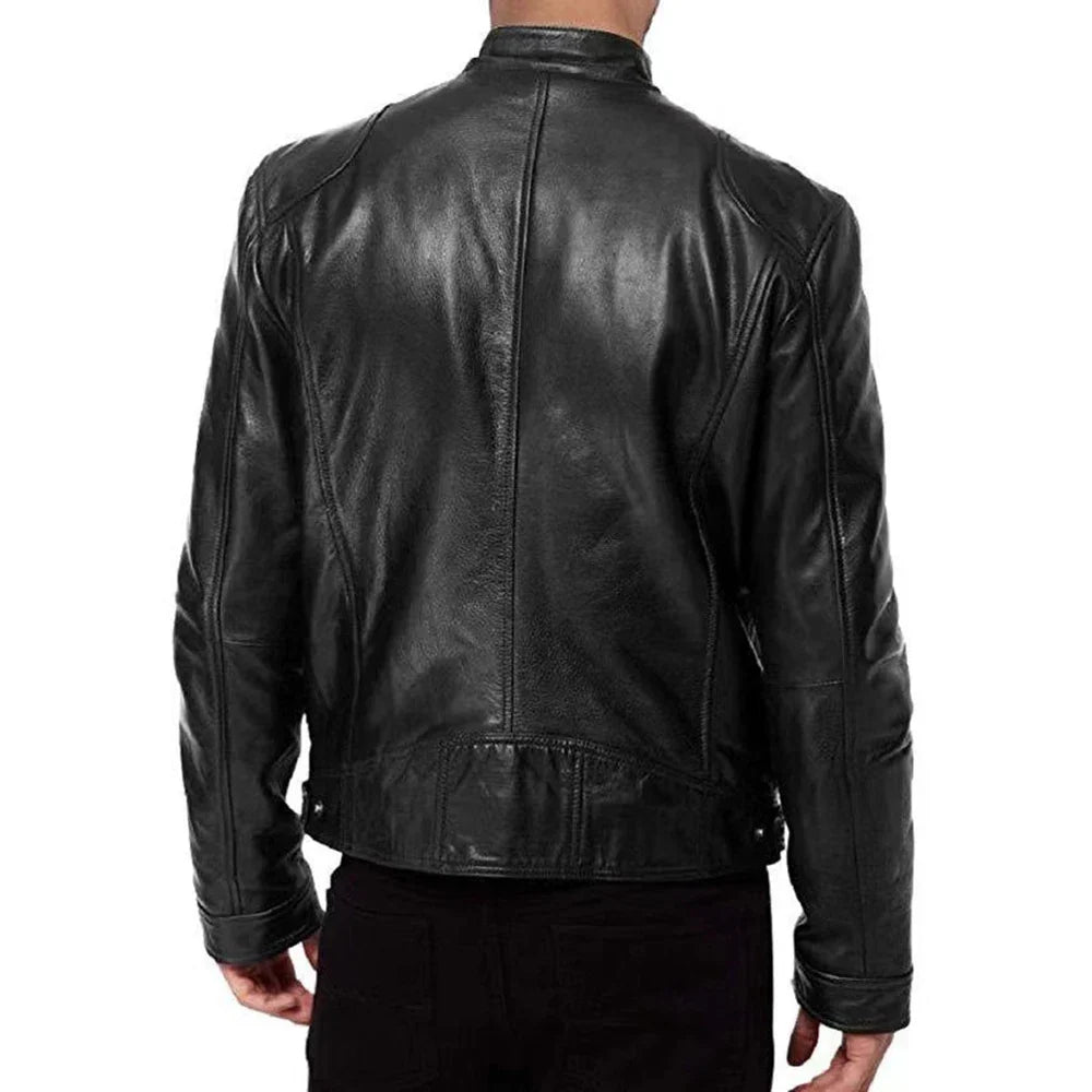 Motorcycle Equipment Men's Pu Leather Motorcycle Jacket Stand-up Collar Casual Leather Jacket Black Moto Racing Riding Jacket