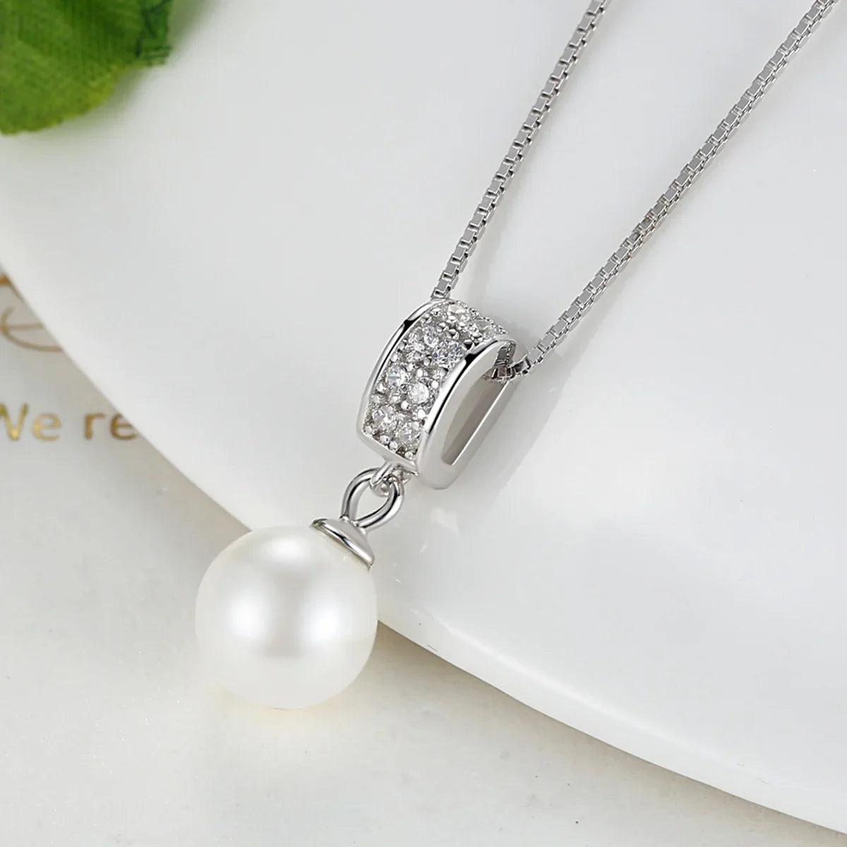 925 Sterling Silver Simulated Pearl Pendant Necklace Long Chain Necklace  Jewelry Wedding Necklace Accessories SCN030