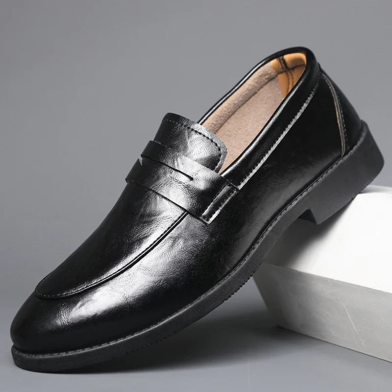 Mens Casual Leather Shoes Comfortable Slip on Loafers Leather Dress Shoe Classic Business Footwear zapatos para hombre chaussure