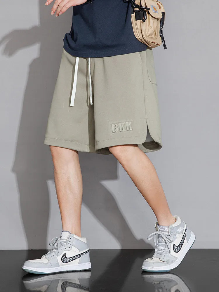 Summer Men's Sport Shorts Knee-Length Straight Loose Short Pants Streetwear Drawstring Knitted Sweat Casual Shorts Big Size 8XL