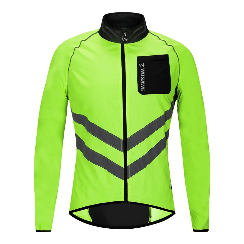 Windproof Cycling Jacket MTB Bike Jersey Outdoor Sport Cycling Windbreaker Rainproof Reflective Bike Clothing Navy Blue