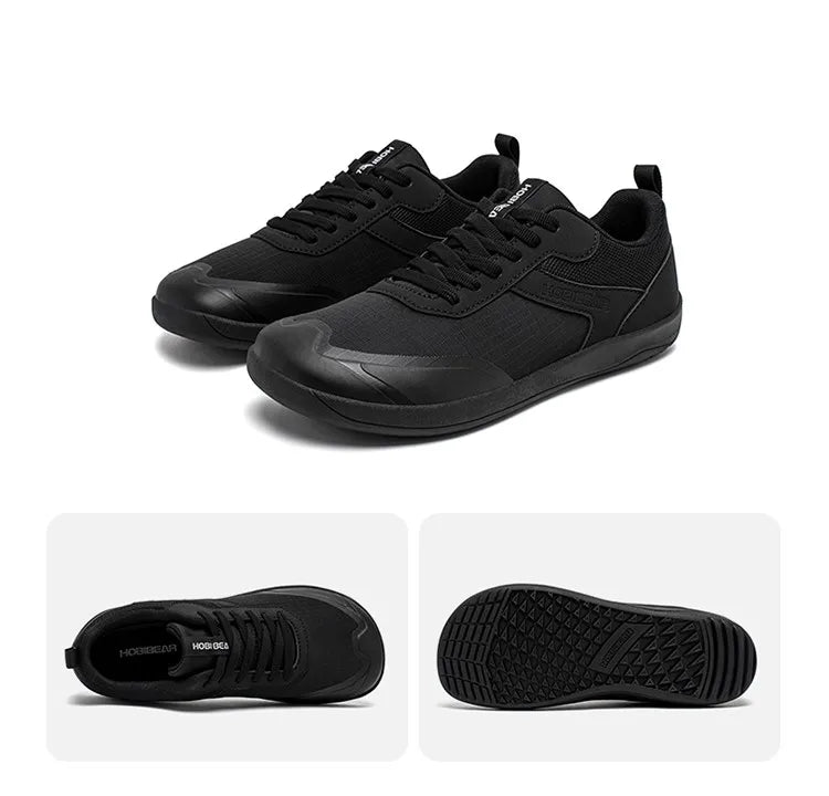 Wide Toe Shoes Mens Womens Minimalist Mesh Artificial Leather Sneakers Lace Up Lightweight Breathable Walking Shoes