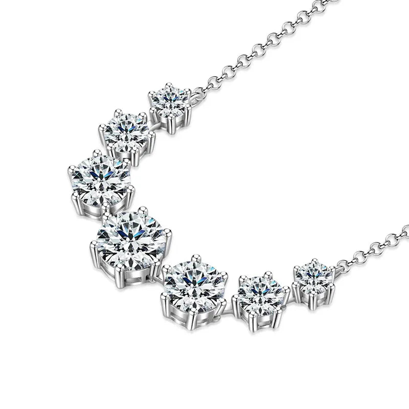 Round Cut Moissanite Smiley Curve Pendant Necklace Chains for Women Real 925 Sterling Silver Wedding Fine Jewelry Gifts