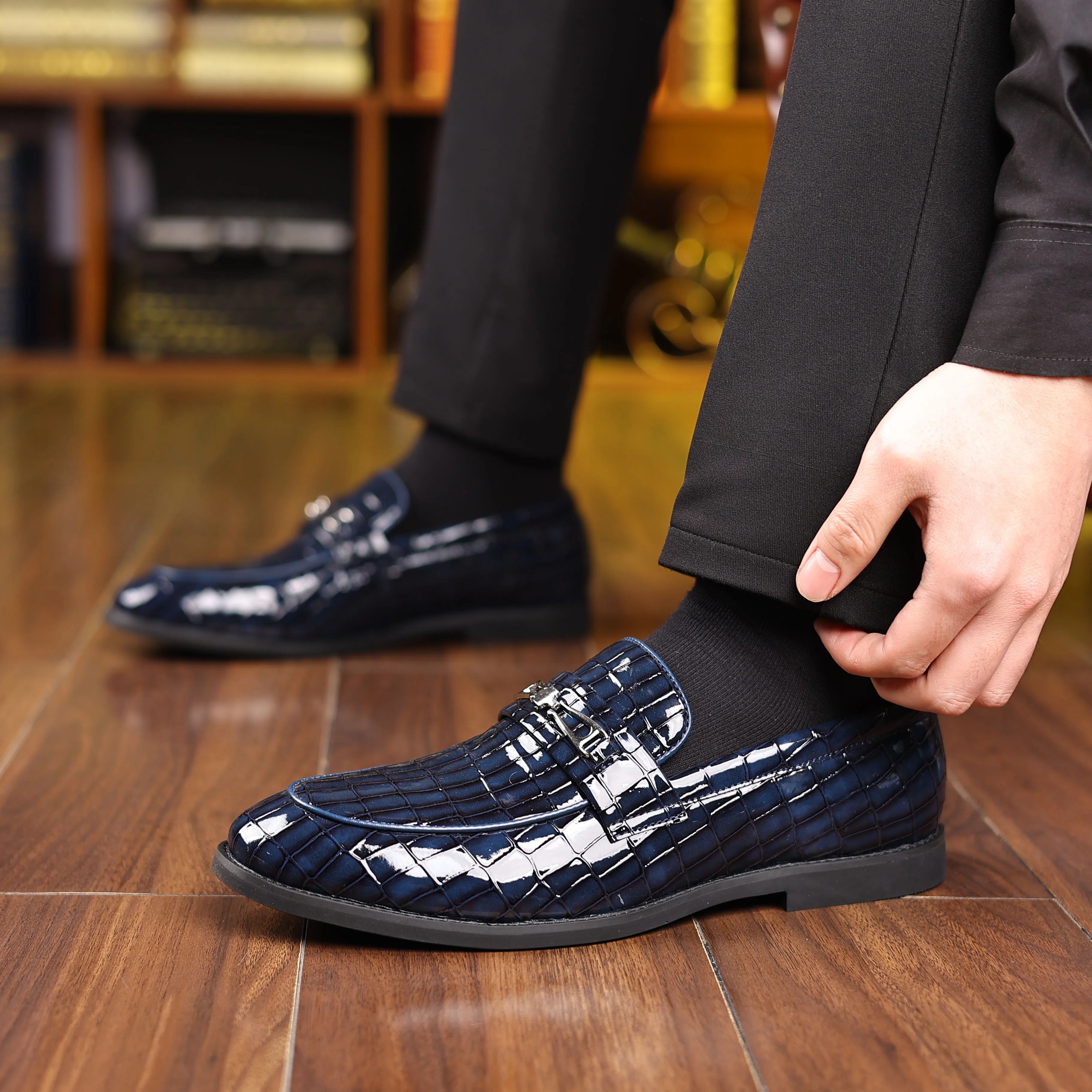 Men's Business Casual Shoes Leather Stitching Comfortable Breathable Rubber Bottom Second Layer Cowhide