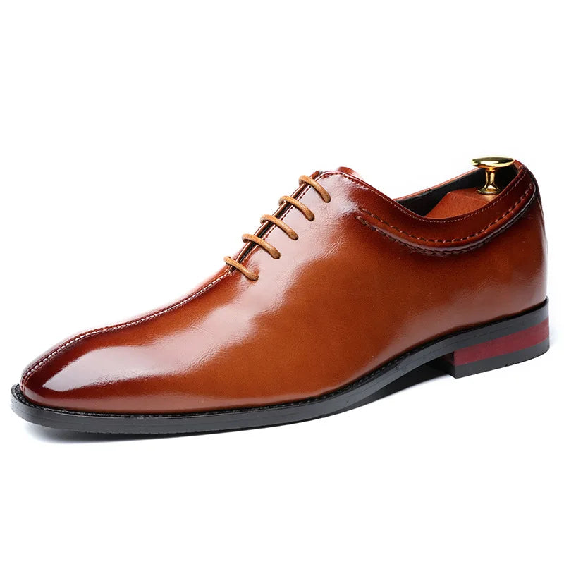 High Quality Retro Men Formal Leather Dress Shoes Pointed Toe Business Oxford Shoes Plus Size 38-48 Men Wedding Shoes